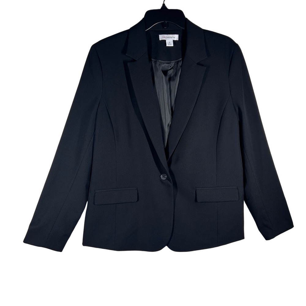 Liz‎ Claiborne Black Single Button Blazer Jacket Women's Size 14 NEW